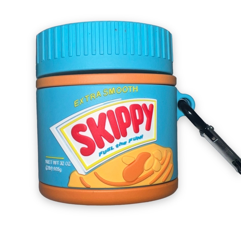 NEW Skippy Peanut Butter AirPods Case Blue Shockproof Protective Silicone Case